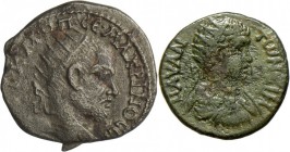 Lot ca. 45 unbestimmte reichs- und provinzialrömische Münzen, einiges Antiochia, einige Tetradrachmen, einige Tempeldarstellungen, Flussgötter, s und ...