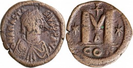LOT 23 AE-Münzen Spätantike/Byzanz: Aelia Flacilla (2x), Anastasius , Justinus, Iustinianus, Tiberius II., Mauricius Tiberius, Heraclius, Leo III., Mi...