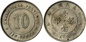 China: Republik, Kwang Tung, 10 Cent Jahr 2 (1913), KM Y 422, leicht unregelmäßige Patina, ansonsten fast Stempelglanz