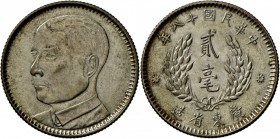 China: Republik, Provinz Kwang Tung, 20 Cents Jahr 18 (1929), KM Y 426, feine Patina, knapp Stempelglanz