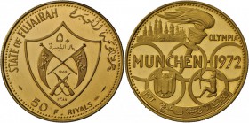 Fudschaira: 50 Riyals 1388/1969, Olympiale München 1972, 0.2998oz fein, PP-.
