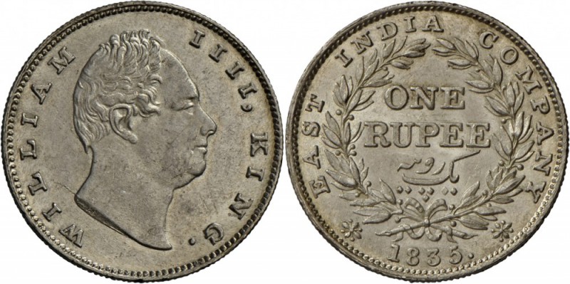 Indien: East India Company: William IV. (1830-1837): 1 Rupie 1835, R.S im Halsab...