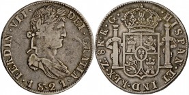 Mexiko: Ferdinand VII. (1784-1833), 8 Reales 1821 R. G. (ZACATECAS) selten, 26.73g, ss.