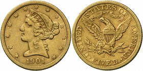 Vereinigte Staaten von Amerika: Coronet Head, 5 $ 1901 S, ss.