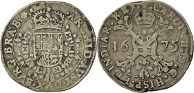 Belgien: Brabant, Karl II. von Spanien 1665-1700: Patagon 1675, 13,76 g, Davenport 4491, sehr schön.
