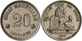 Belgien: ESSAI-SET, Leopold I. (1830-1865), 3 Münzen 1859: 5, 10 und 20 Centimes in Nickel