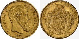 Belgien: Leopold II. (1865-1909): 20 Francs 1871. Fb 412. sehr schön-vorzüglich.