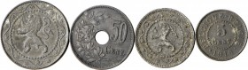 Belgien: LOT 1914-1918: 39 Münzen 5 bis 50 Cent 1915 ff., um ss und besser.