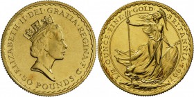 Großbritannien: Elisabeth II. 1952-, Britannia ½oz, 50 £ 1991, vz.