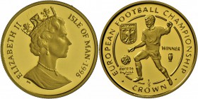 Insel Man: 1/5 Crown 1996, Euopean Football Championship, Gold 999, 6,2 g, Polierte Platte.