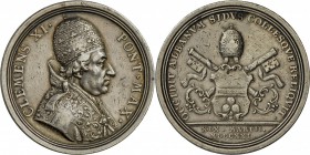 Italien: Kirchenstaat, Clemens XI. 1700-1721: Silbermedaille 1721, Stempel von G.W. Vestner, auf seinen Tod, 48,5 mm, 42,38 g, Miselli 126, Bernheimer...