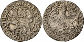 Litauen: Sigismund August (1544-1572), Halbgroschen 1563, Kopicki 3269, 1.11 g, leichte Prägeschwäche, vorzüglich