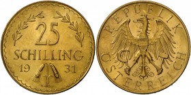 Österreich: EDELWEISS Goldstück: 25 ÖS 1931, matt vz.