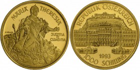Österreich: Millenium-Serie, 1000 ÖS 1993, Maria Theresia. in Originaletui mit Zertifikat.