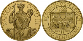 Österreich: 1000 SCHILLING 1996, Goldmünze, 1000 Jahre Österreich, Otto III., PP.