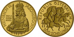 Österreich: 500 SCHILLING 1996, Goldmünze, Heinrich II., PP.