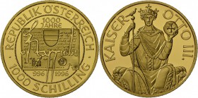 Österreich: Millenium-Serie, 1000 ÖS 1996, Kaiser Otto III. in Originaletui mit Zertifikat.