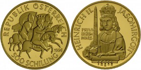 Österreich: Millenium-Serie, 500 ÖS 1996(8 g fein), Heinrich II. Jasomirgott. in Originaletui mit Zertifikat.