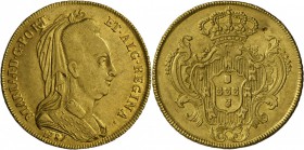 Portugal: Maria I. 1786-1799: 4 Escudos (6400 Reis) 1787, 14,15 g, KM#295, Friedberg 113, kleiner Einhieb auf Rv, sehr schön.