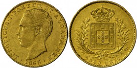 Portugal: Luís 1861-1889: 2000 Reis 1865, 3,5 g, Friedberg 151, fast vorzüglich.