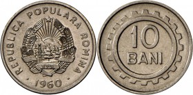 Rumänien: PROBE: 10 Bani 1960, Stahl, nickelplattiert, 17,6 mm, 2,12 g. Schäffer-Stambuliu 232. 1.1. st.