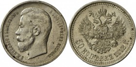 Russland: Nikolaus II., 50 Kopeken 1912, schönes vz.