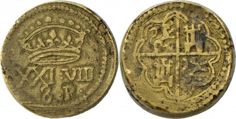 Spanien: Bronze-Münzgewicht 8 Reales o. J. (17. Jhd.), 27,22 g, sehr schön.