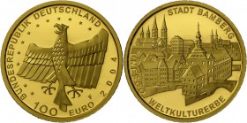 Deutschland: 3x 100 Euro 2004 Bamberg, 3x F, alle im Etui mit Zertifikat, Stempelglanz.