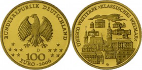 Deutschland: 100 Euro 2006 D, Weimar, Etui mit Zertifikat, stempelglanz.