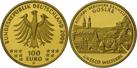 Deutschland: 3x 100 Euro 2008 Goslar, D, F und J, alle im Etui mit Zertifikat, Stempelglanz.
