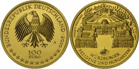 Deutschland: 100 Euro 2010 A, Würzburger Residenz, Etui mit Zertifikat, Stempelglanz.