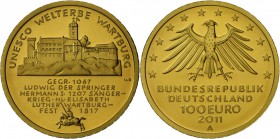 Deutschland: 100 Euro 2011 A, Wartburg, Etui mit Zertifikat, Stempelglanz.