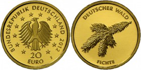 Deutschland: 20 Euro 2012 J Fichte, in Originalkapsel mit Zertifikat, Stempelglanz.