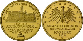 Deutschland: 2x 100 Euro 2011 Wartburg, 2x G, beide im Etui mit Zertifikat, Stempelglanz.
