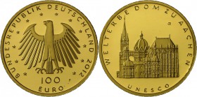 Deutschland: 2x 100 Euro 2012 Aachner Dom, F und G, beide im Etui mit Zertifikat, Stempelglanz.