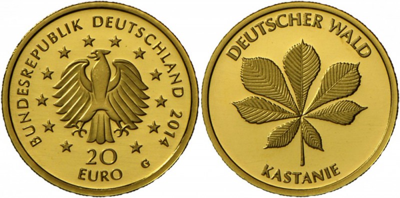 Deutschland: 2x 20 Euro 2014 Kastanie, 2x G, beide in Originalkapsel mit Zertifi...