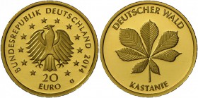 Deutschland: 2x 20 Euro 2014 Kastanie, 2x G, beide in Originalkapsel mit Zertifikat, Stempelglanz.
