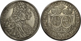 Schwarzenberg-Fürstentum, Ferdinand Wilhelm Eusebius 1683-1703: Breiter Reichstaler 1696, 28,76 g, Davenport 7702, Felder bearbeitet, sehr schön.