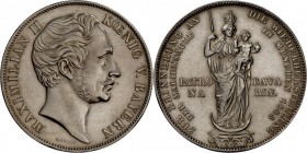 Bayern: Maximilian II. (1848-1864), 2x Mariengulden/Doppelgulden 1855, ss-vz.