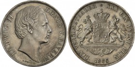 Bayern: Ludwig II. (1864-1886): Vereinstaler 1866. AKS 174, Kahnt 128. feine Patina, vorzüglich-Stempelglanz