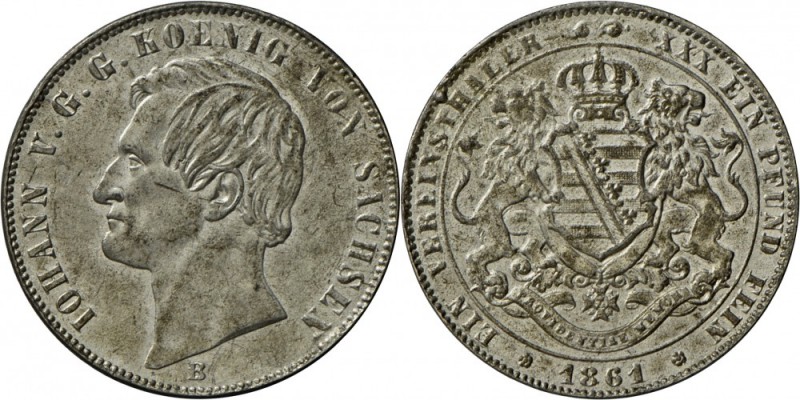 Sachsen: Johann (1854-1873): Zinnabschlag mit glattem Rand vom Vereinstaler 1861...