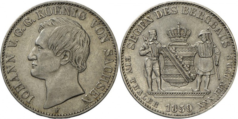 Sachsen: Lot 3 Münzen: Johann (1854-1873): Ausbeutetaler 1858 F, 1859 F, 1860 B....