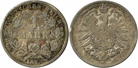 KLEINSTAUFLAGE nur 18.001 Ex.: 1 Mark 1873 C, Jaeger 9, gut lesbarer Prägebuchstabe, s.