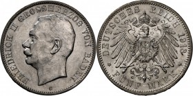 Baden: Friedrich II., 1907-1918: 5 Mark 1913 G, vz-st/st.