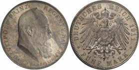 Bayern: Prinzregent Luitpold, 5 RM 1911 D, J 50, PCGS-grading MS 64.