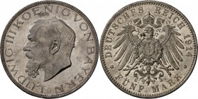 Bayern: Ludwig III. 1913-1918: 5 Mark 1914, ex PP-Stück, vz aus PP/PP beschlagen.