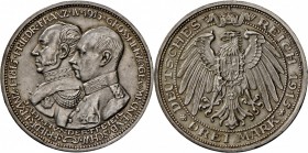 Mecklenburg-Schwerin: Friedrich Franz IV. (1897-1918): Zur Jahrhundertfeier des Großherzogtums, 3 Mark 1915 A, matt st-.
