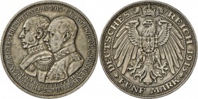 Mecklenburg-Schwerin: Friedrich Franz IV. (1897-1918): 5 Mark 1915 A, Jahrhundertfeier, J 89, vorzüglich.