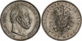 Preußen: Wilhelm I., 1861-1888: 5 Mark 1876 A, vz-st/st-.