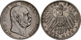 Sachsen-Altenburg: Ernst, 1853-1908: 2 Mark 1901 A, nur 50.000 Ex., gutes ss-vz.